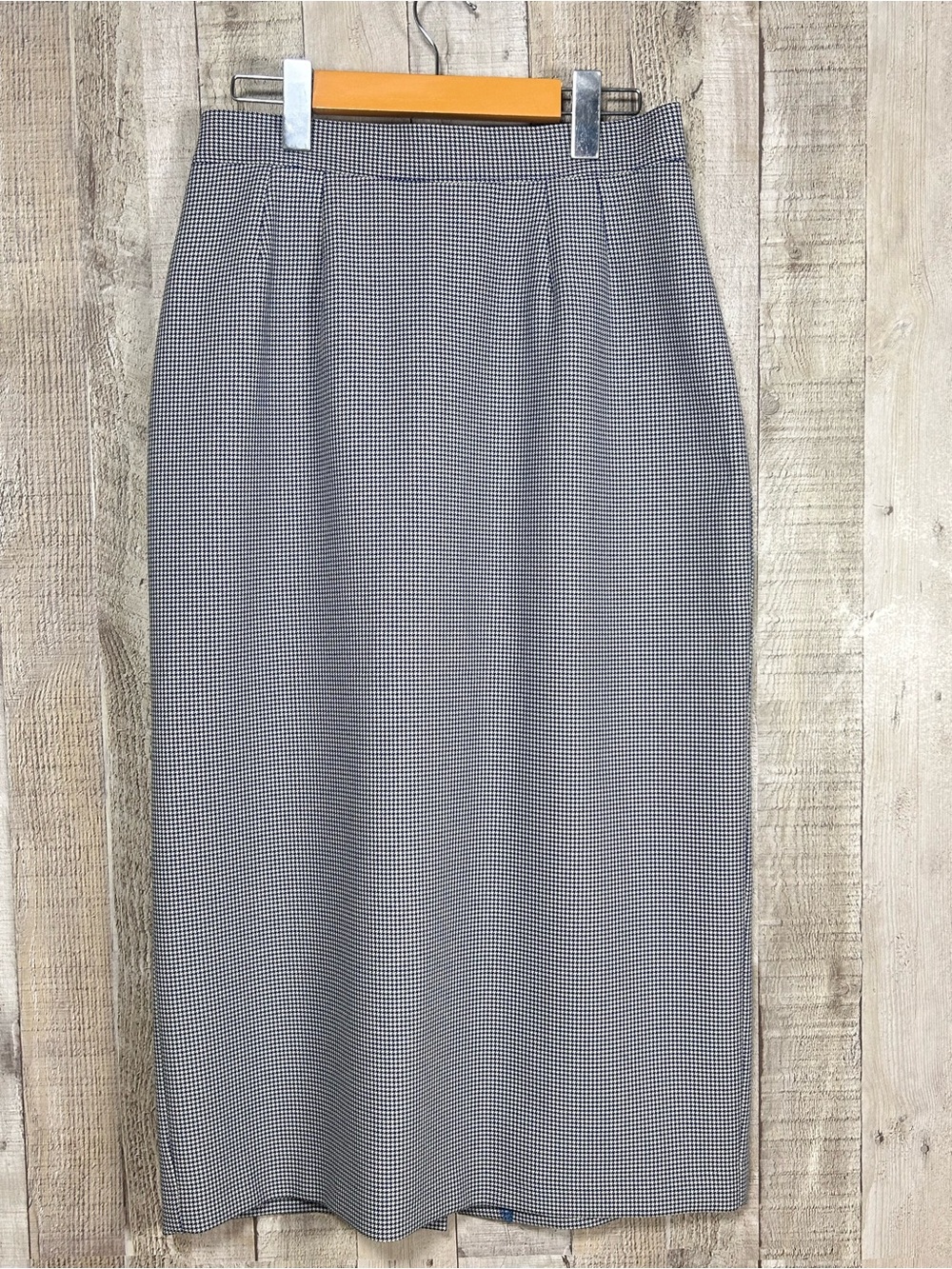 Vintage 90s Impressions Houndstooth Maxi Skirt Size 12 Tailored Made in Canada